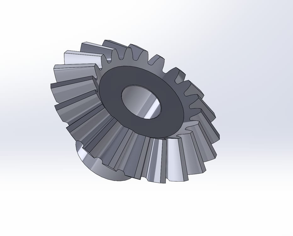 CAD-модель конічної шестерні, відтворена за даними 3D-сканування